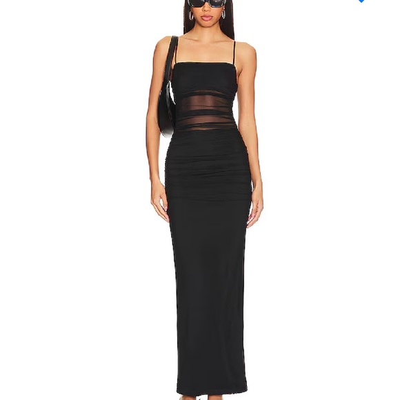 NWOT Superdown Black Celeste Sheer Panel Maxi Dress size small - Picture 1 of 14